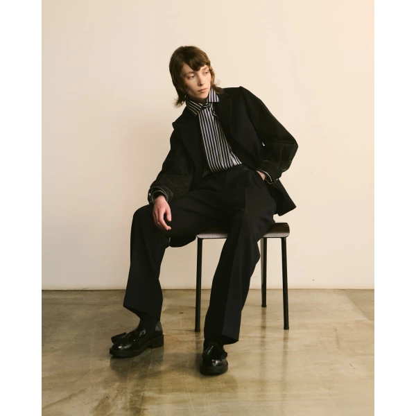 Dice Kayek Double-Breasted Jacket with Denim Sleeves in Navy | Jackets | Luxury Shoes 