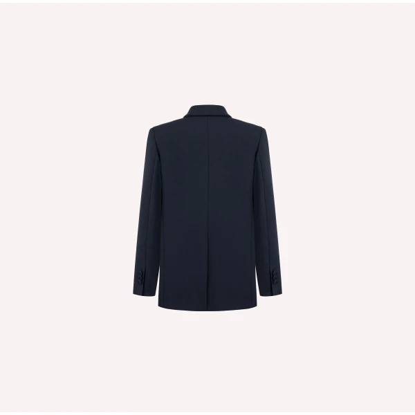 Dice Kayek Double-Breasted Sculpted Tailored Jacket in Navy | Jackets | Luxury Shoes 