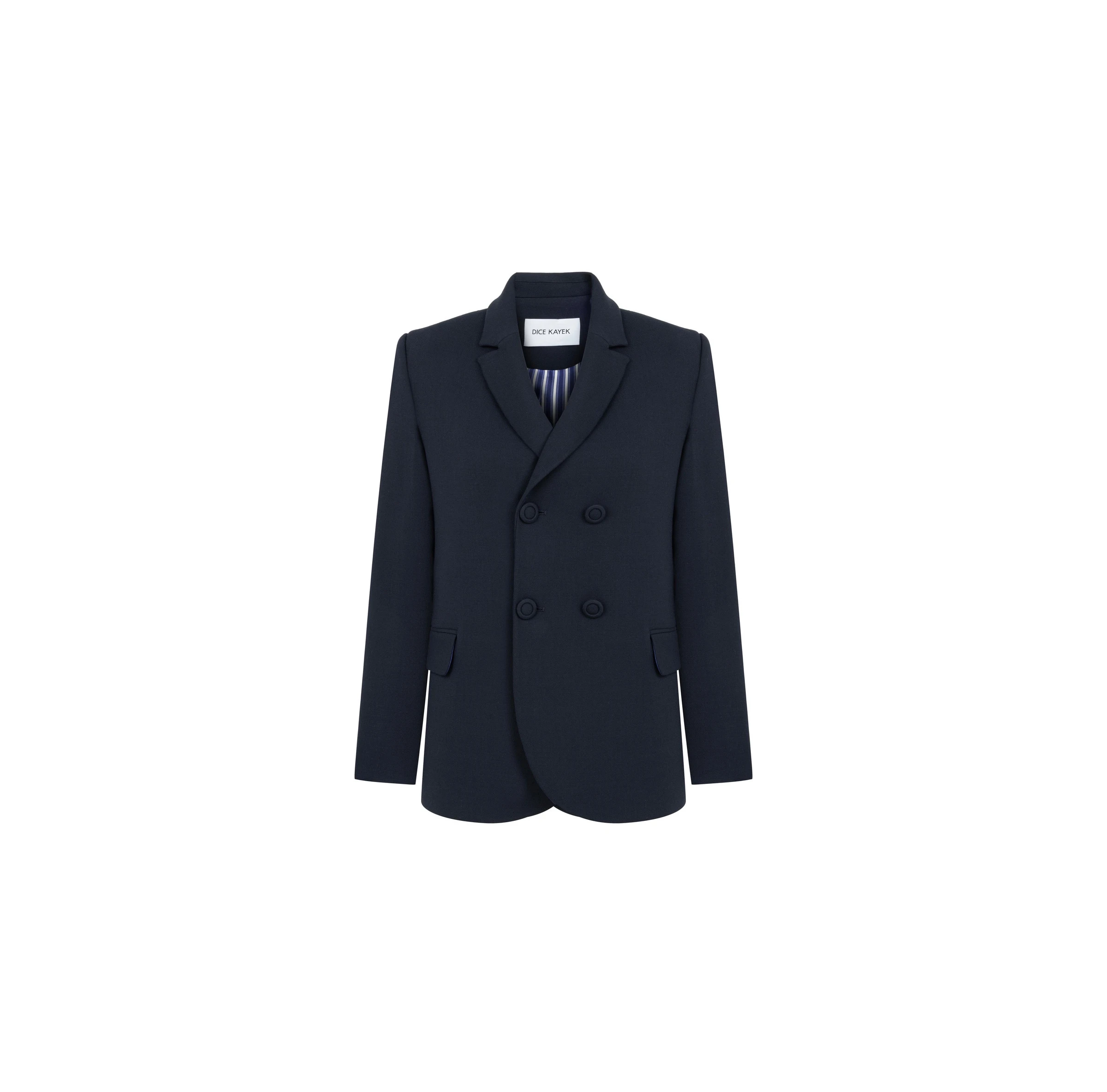 Dice Kayek Double-Breasted Sculpted Tailored Jacket in Navy Dice Kayek Double-Breasted Sculpted Tailored Jacket in Navy | Jackets | Luxury Shoes