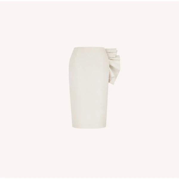Dice Kayek Draped Sculpted Skirt in Off White | Pencil Skirts | Luxury Shoes 