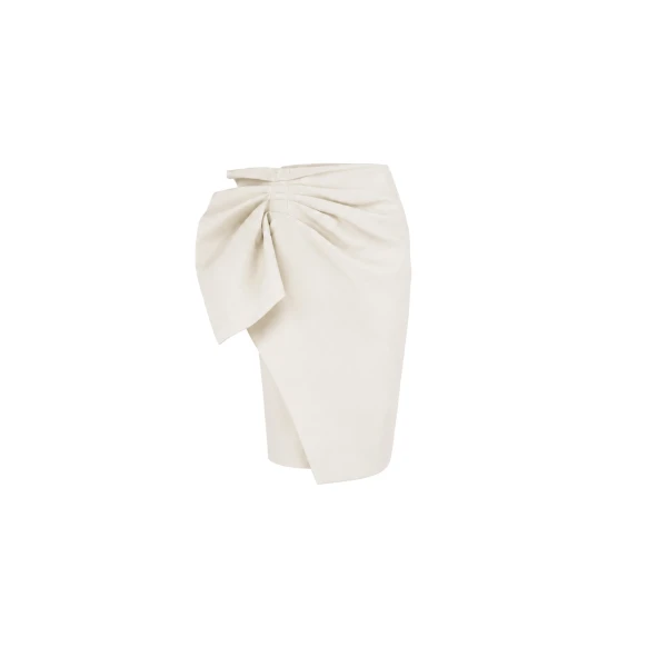 Draped Sculpted Skirt in Off White