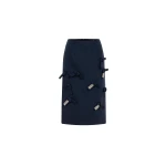 Dice Kayek Embellished Bow Detail Midi Skirt in Navy | Midi Skirts | Luxury Shoes 