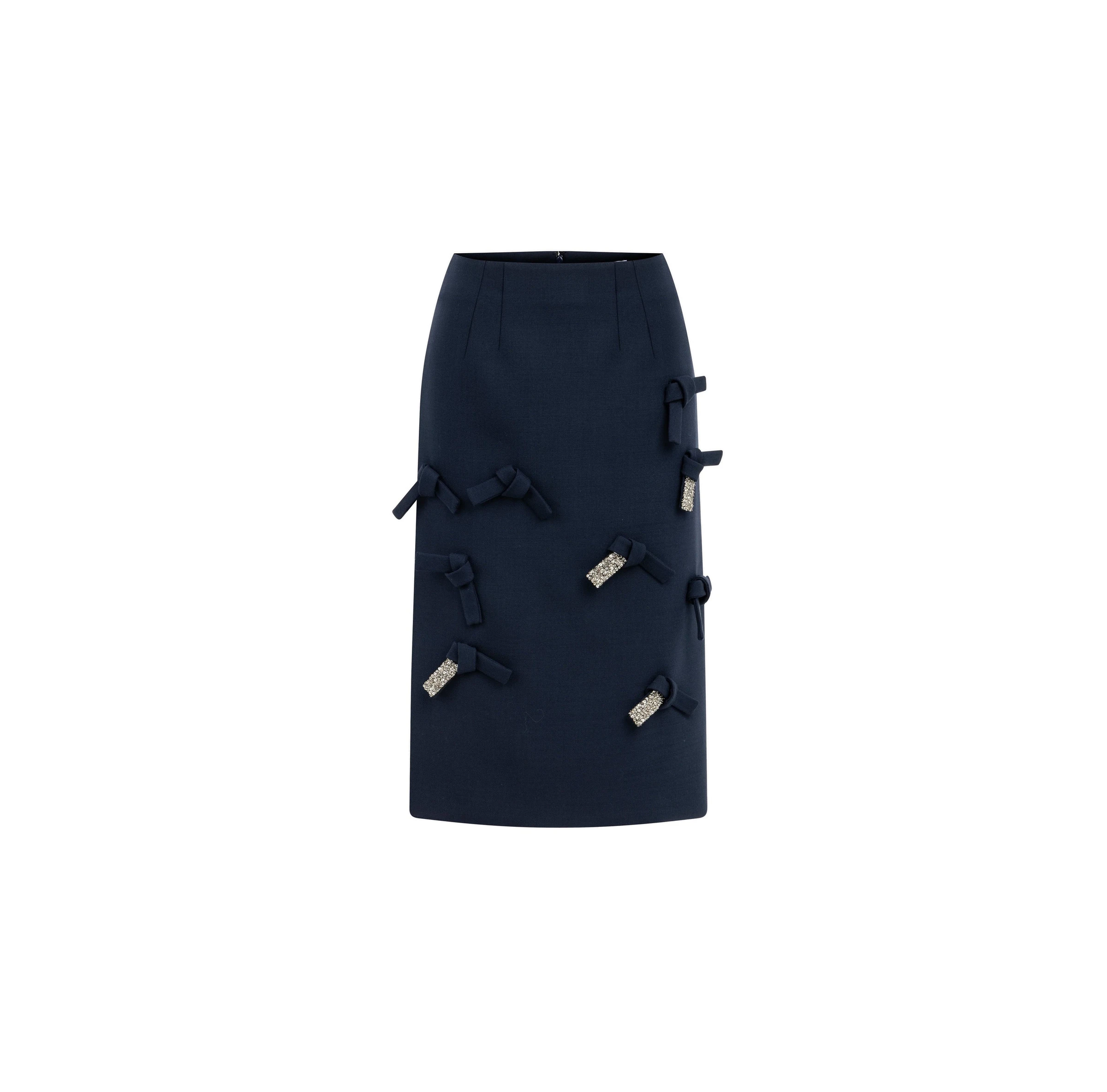 Dice Kayek Embellished Bow Detail Midi Skirt in Navy Dice Kayek Embellished Bow Detail Midi Skirt in Navy | Midi Skirts | Luxury Shoes