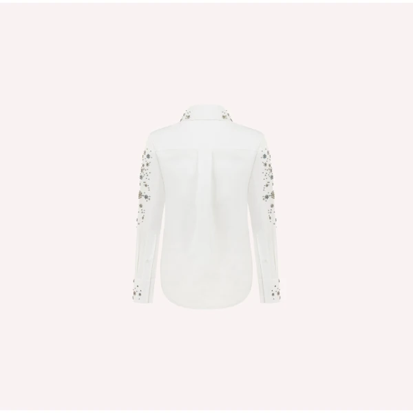 Dice Kayek Embellished Cotton Classic Shirt in White | Shirts | Luxury Shoes 
