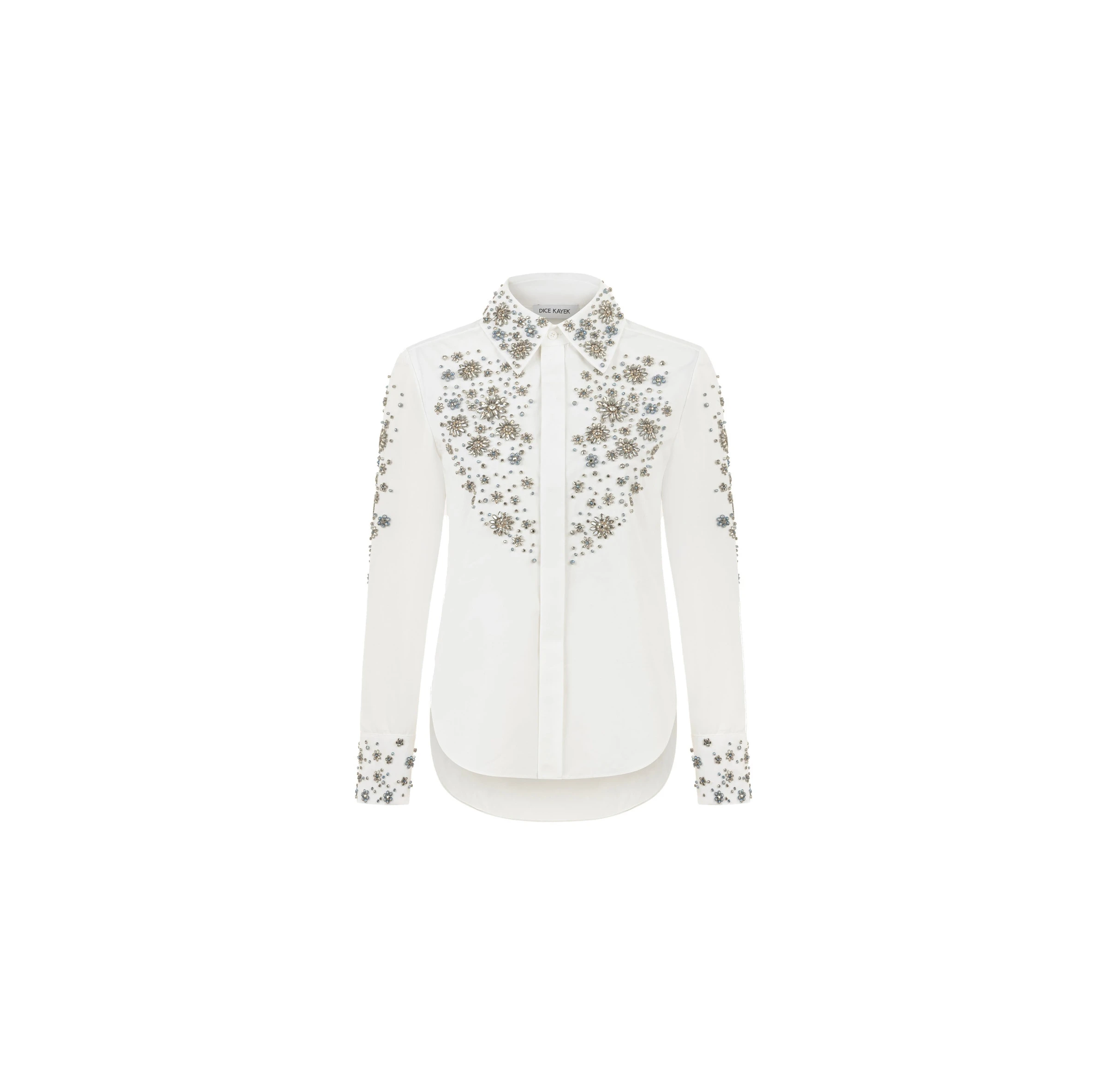 Dice Kayek Embellished Cotton Classic Shirt in White Dice Kayek Embellished Cotton Classic Shirt in White | Shirts | Luxury Shoes