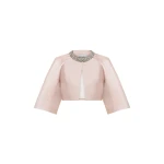 Dice Kayek Embellished Satin Cropped Cape Jacket in Pink | Jackets | Luxury Shoes 