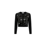 Dice Kayek Embellished Sequin Wool Cardigan in Black | Cardigan | Luxury Shoes 