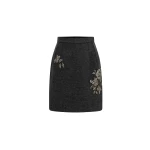 Dice Kayek Embellished Wool Mini Skirt in Grey Melange | Mini Skirts | Luxury Shoes 