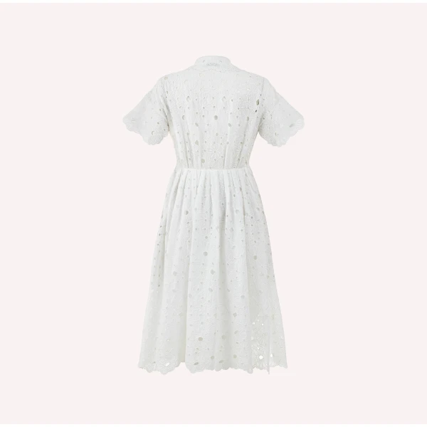 Dice Kayek Embroidered Cotton Midi Dress in White | Midi Dresses | Luxury Shoes 