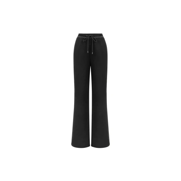 Flared Sweatpants with Drawstring Waist in Black