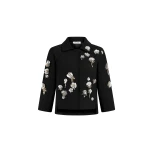 Dice Kayek Floral Embellished Cropped Jacket in Black | Jackets | Luxury Shoes 