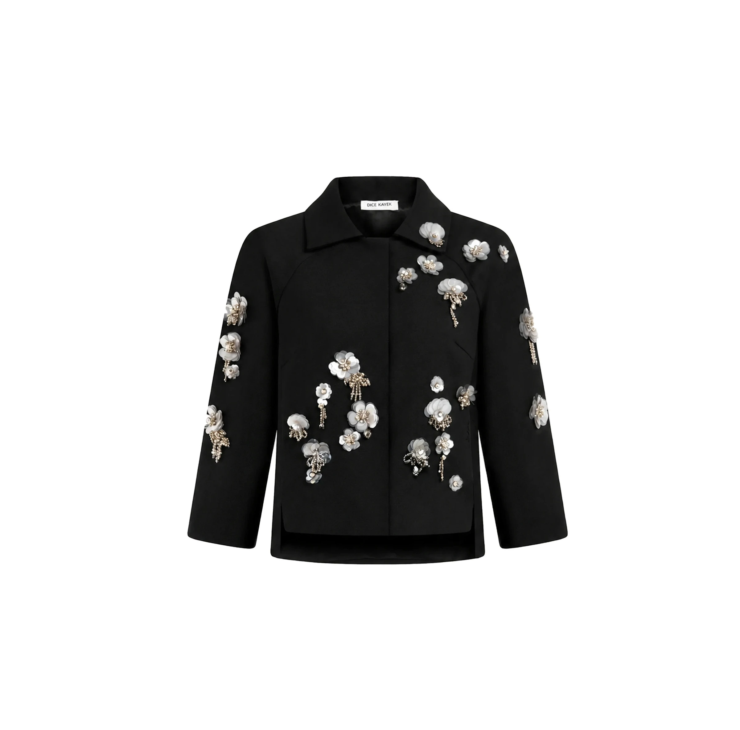 Dice Kayek Floral Embellished Cropped Jacket in Black Dice Kayek Floral Embellished Cropped Jacket in Black | Jackets | Luxury Shoes