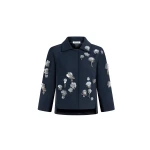 Dice Kayek Floral Embellished Cropped Jacket in Navy | Jackets | Luxury Shoes 