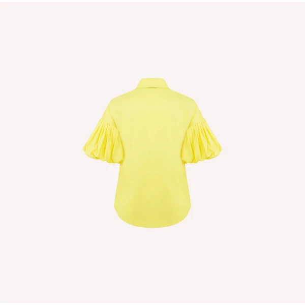 Dice Kayek Floral Embroidered Cotton Poplin Shirt in Yellow | Shirts | Luxury Shoes 