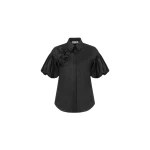 Dice Kayek Floral Embroidered Silk Shirt in Black | Shirts | Luxury Shoes 