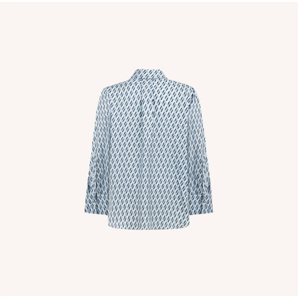 Dice Kayek Geometric Print Silk Twill Shirt in Blue Geometric | Shirts | Luxury Shoes 