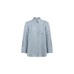 Dice Kayek Geometric Print Silk Twill Shirt in Blue Geometric | Shirts | Luxury Shoes 