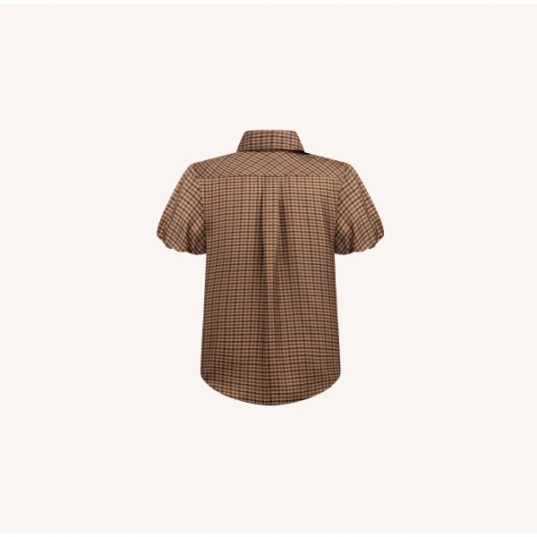 Dice Kayek Gingham Silk Blouse with Fringed Neck Tie in Beige Vichy | Blouse | Luxury Shoes 