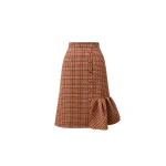 Dice Kayek Gingham Wool Midi Skirt in Beige Vichy | Midi Skirts | Luxury Shoes 