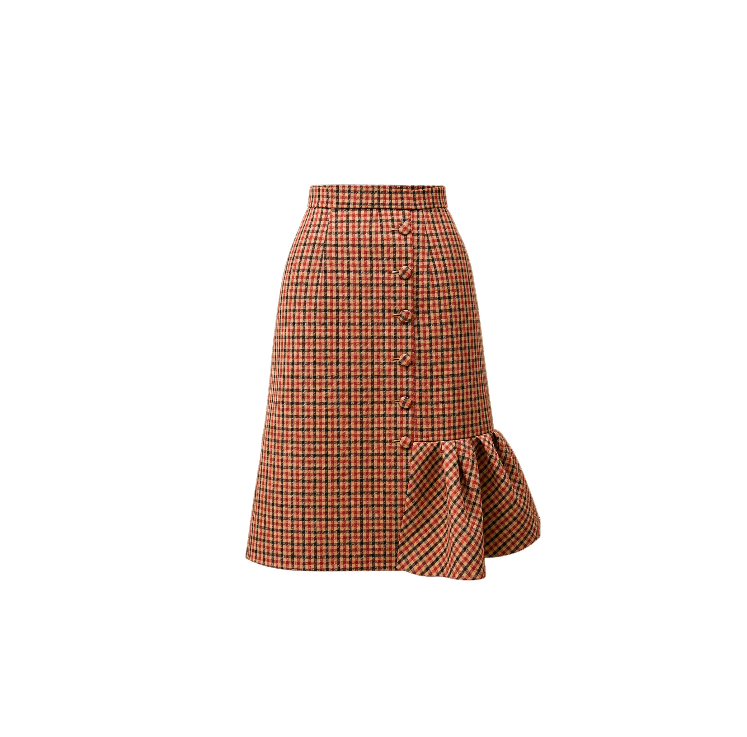 Dice Kayek Gingham Wool Midi Skirt in Beige Vichy Dice Kayek Gingham Wool Midi Skirt in Beige Vichy | Midi Skirts | Luxury Shoes