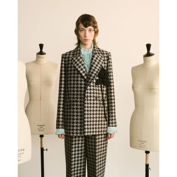 Dice Kayek Green Pied-de-Poule Wool Blazer | Blazers | Luxury Shoes 
