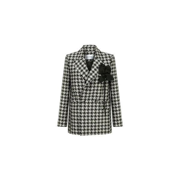 Green Pied-de-Poule Wool Blazer