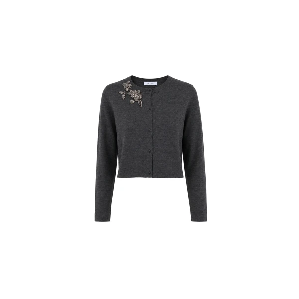 Dice Kayek Grey Crystal-Embellished Wool Cardigan | Cardigan | Luxury Shoes 