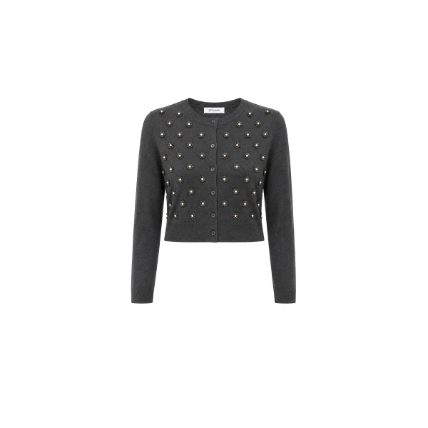 Dice Kayek Grey Embellished Wool Cardigan | Cardigan | Luxury Shoes 