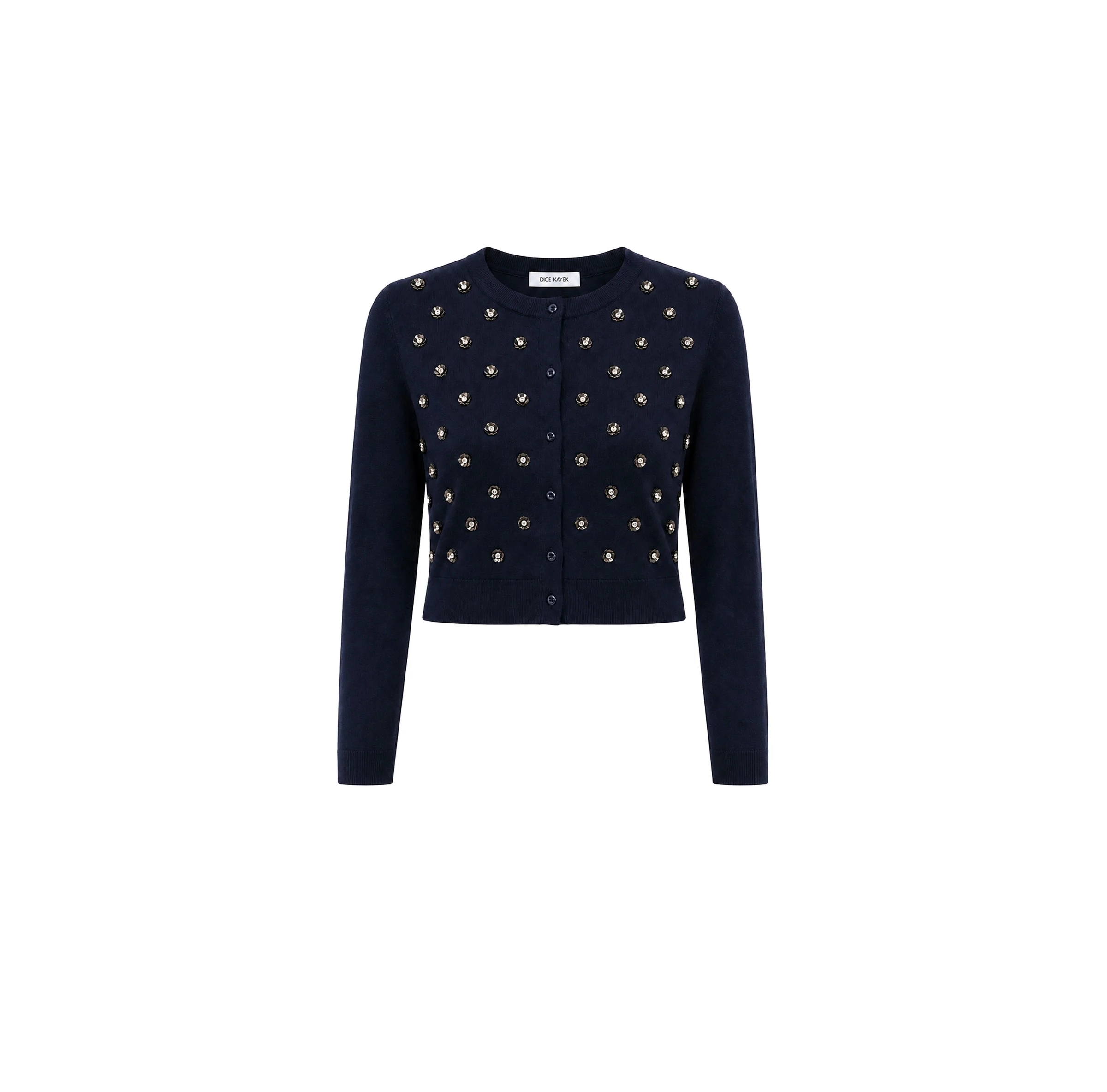 Dice Kayek Navy Embellished Wool Cardigan Dice Kayek Navy Embellished Wool Cardigan | Cardigan | Luxury Shoes