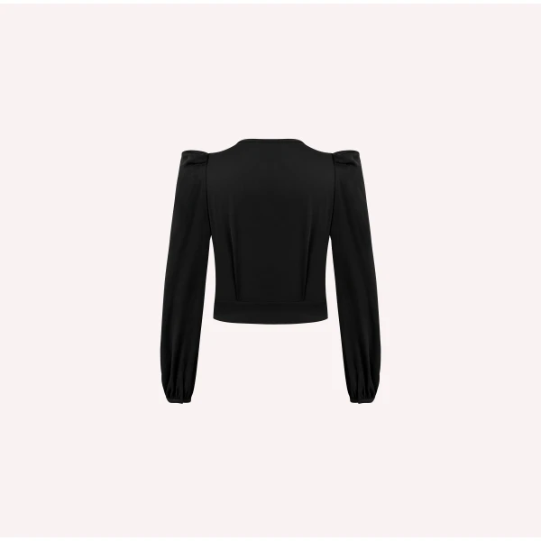 Dice Kayek Pleated Chiffon Blouse in Black | Blouse | Luxury Shoes 