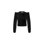 Dice Kayek Pleated Chiffon Blouse in Black | Blouse | Luxury Shoes 