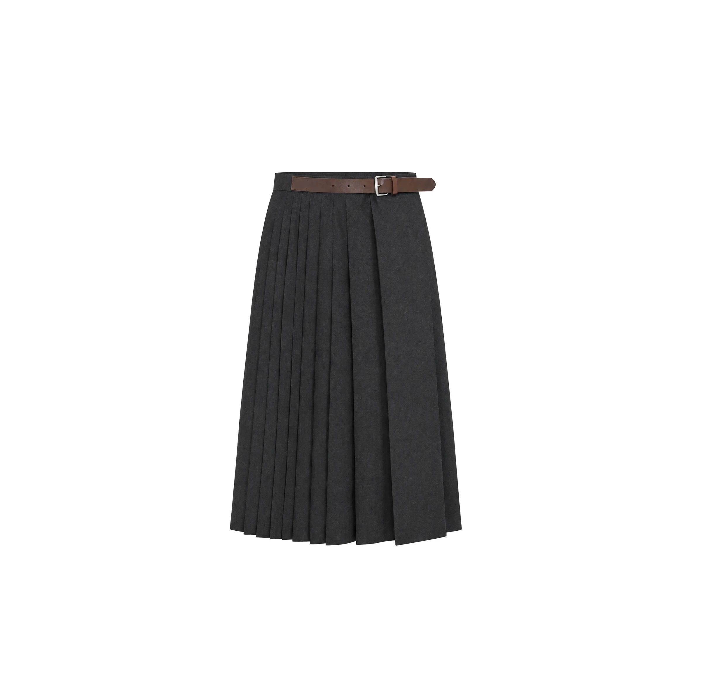 Dice Kayek Pleated Wool Midi Skirt Belt Detail in Anthracite Dice Kayek Pleated Wool Midi Skirt Belt Detail in Anthracite | Pleated Skirts | Luxury Shoes