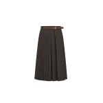 Dice Kayek Pleated Wool Midi Skirt Belt Detail in Brown | Pleated Skirts | Luxury Shoes 