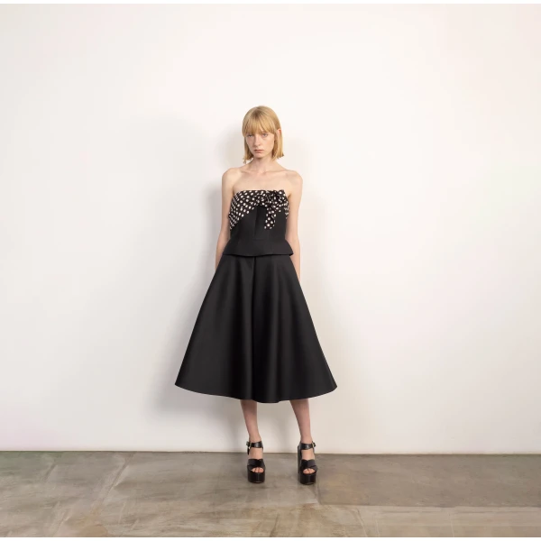 Dice Kayek Polka Dot Bow Detail Strapless Bustier Top in Black | Sleeveless | Luxury Shoes 