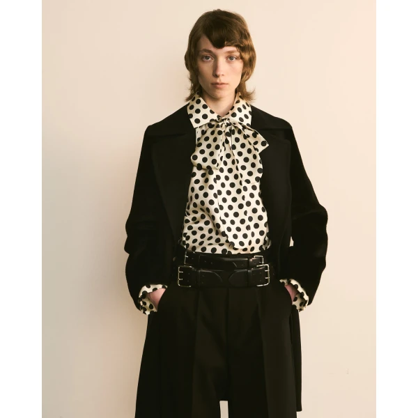 Dice Kayek Polka-Dot Bow-Tie Shirt in Black and White Dots | Shirts | Luxury Shoes 