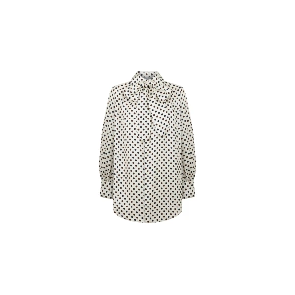 Polka-Dot Bow-Tie Shirt in Black and White Dots
