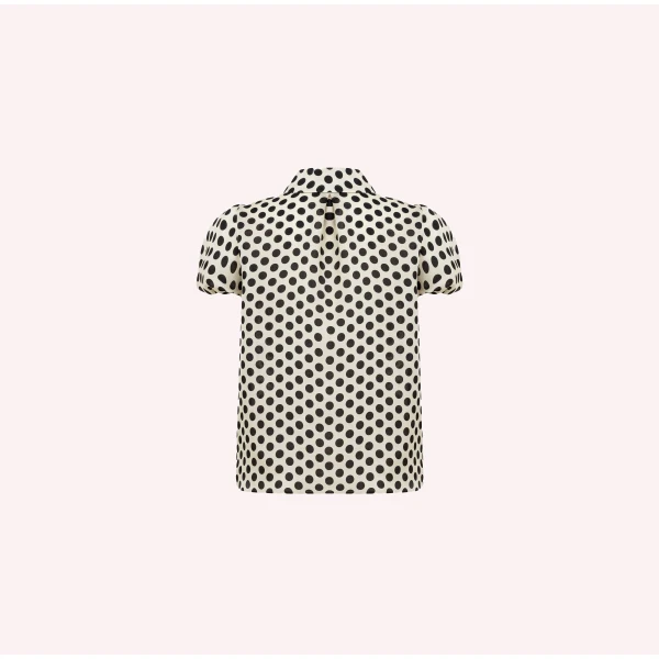 Dice Kayek Polka Dot Organza Puff Sleeve Shirt in Black and White Dots | Shirts | Luxury Shoes 