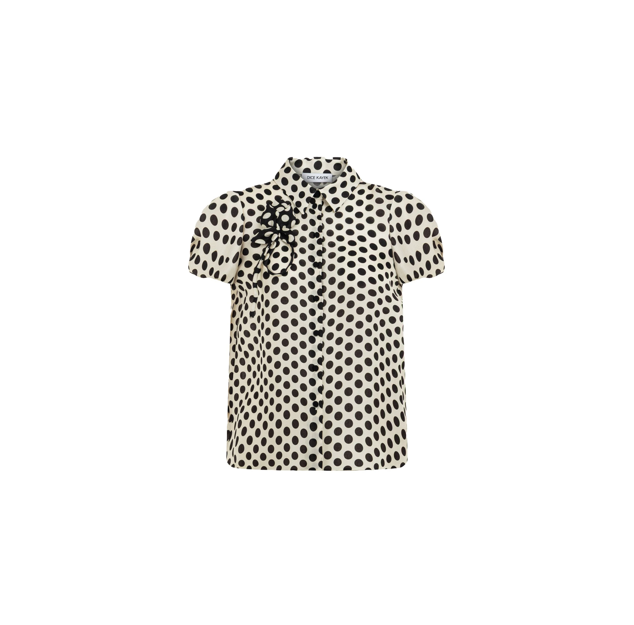 Dice Kayek Polka Dot Organza Puff Sleeve Shirt in Black and White Dots Dice Kayek Polka Dot Organza Puff Sleeve Shirt in Black and White Dots | Shirts | Luxury Shoes