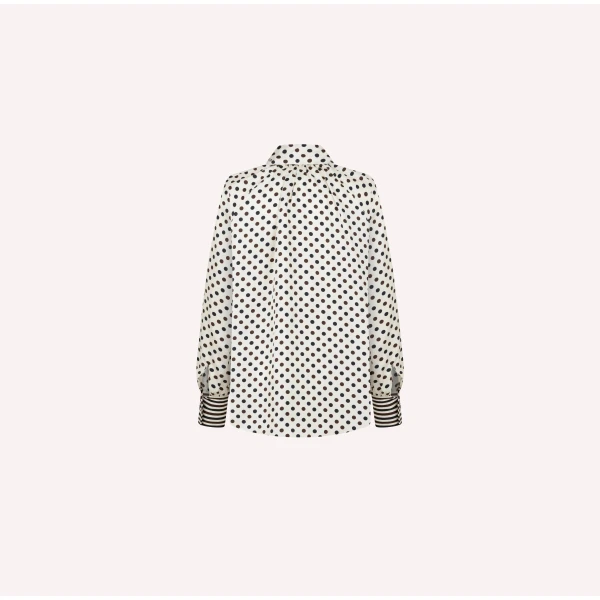Dice Kayek Polka-Dot Silk Blouse with Bow Tie in Black and White Dots | Blouse | Luxury Shoes 