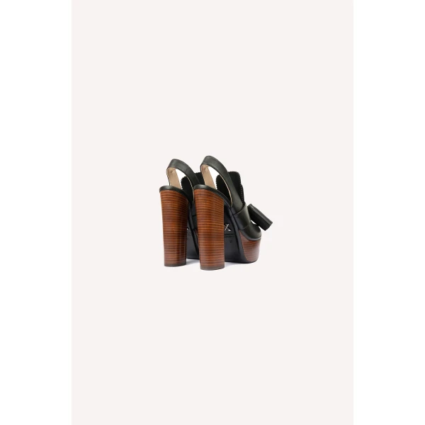 Dice Kayek Pompon Platform Heels in Black | Heels | Luxury Shoes 