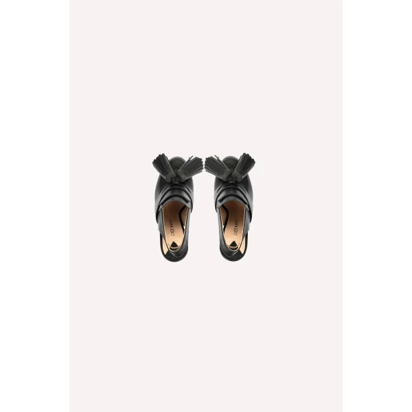 Dice Kayek Pompon Platform Heels in Black | Heels | Luxury Shoes 