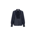 Dice Kayek Ruffle-Trim Chambray Shirt in Indigo | Shirts | Luxury Shoes 