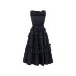 Dice Kayek Ruffled Tiered Midi Dress in Black | Midi Dresses | Luxury Shoes 