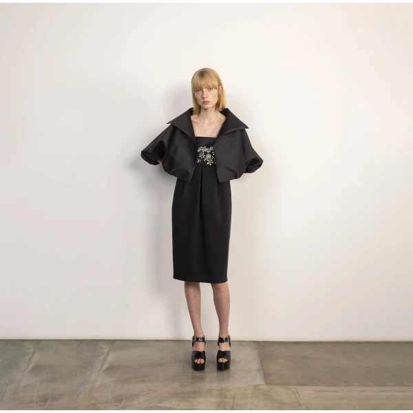 Dice Kayek Sculptural Cropped Jacket in Black | Jackets | Luxury Shoes 