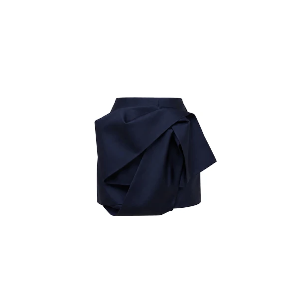 Dice Kayek Sculptural Fold Mini Skirt in Navy | Mini Skirts | Luxury Shoes 