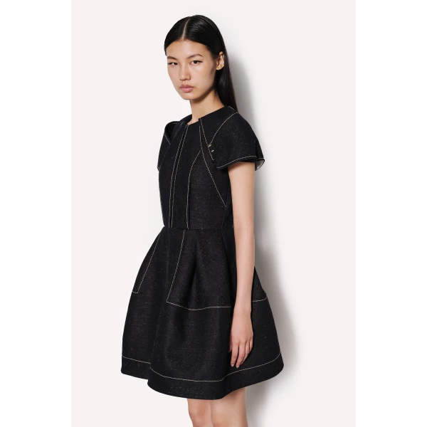 Dice Kayek Signature Denim Dress with Contrast Stitching in Indigo | Mini Dresses | Luxury Shoes 
