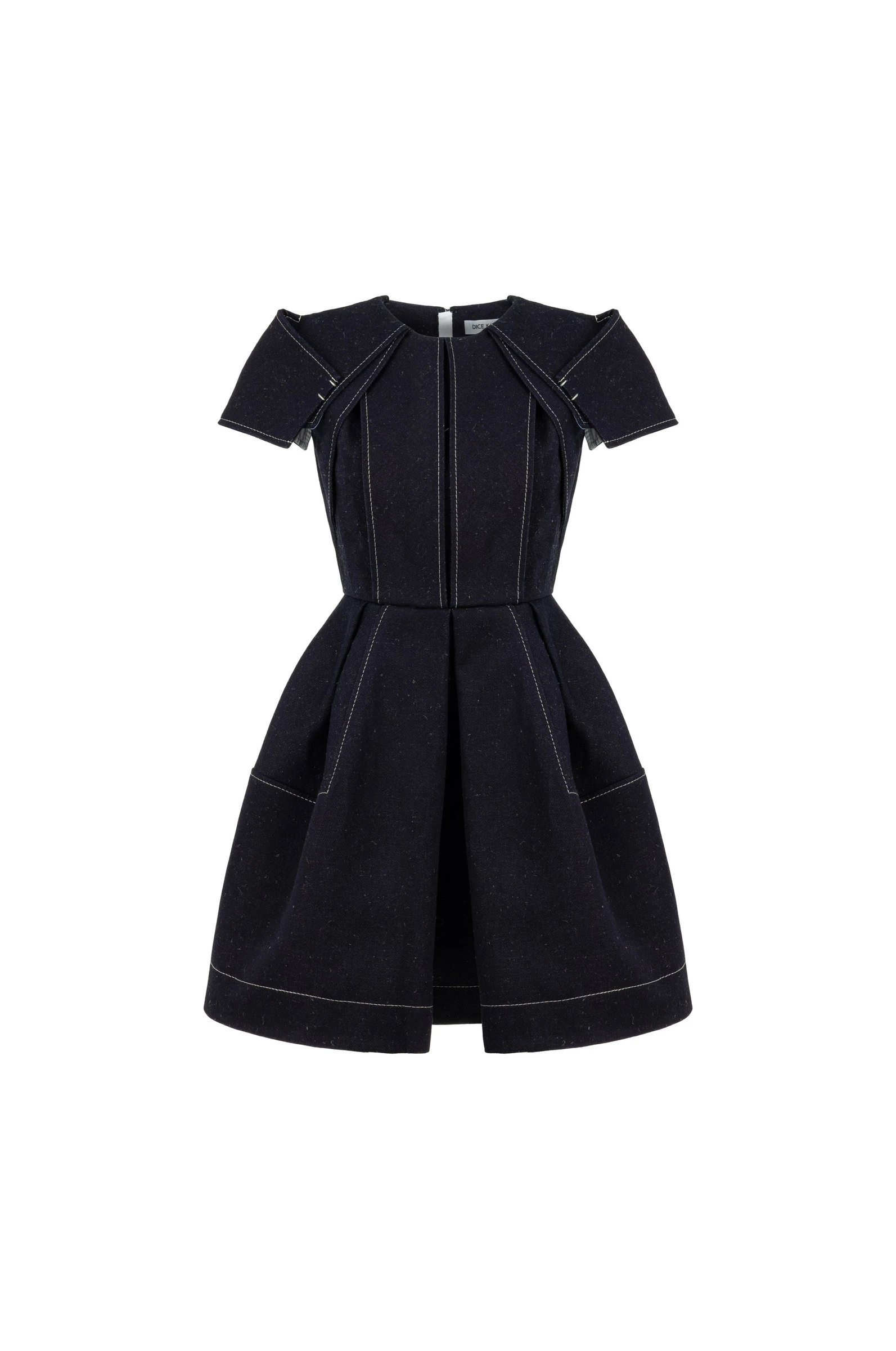 Dice Kayek Signature Denim Dress with Contrast Stitching in Indigo Dice Kayek Signature Denim Dress with Contrast Stitching in Indigo | Mini Dresses | Luxury Shoes