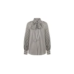 Dice Kayek Silk Blouse with Bow Tie in Brown Stripe | Blouse | Luxury Shoes 