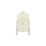 Dice Kayek Silk Ruffle Front Shirt in Off White | Shirts | Luxury Shoes 