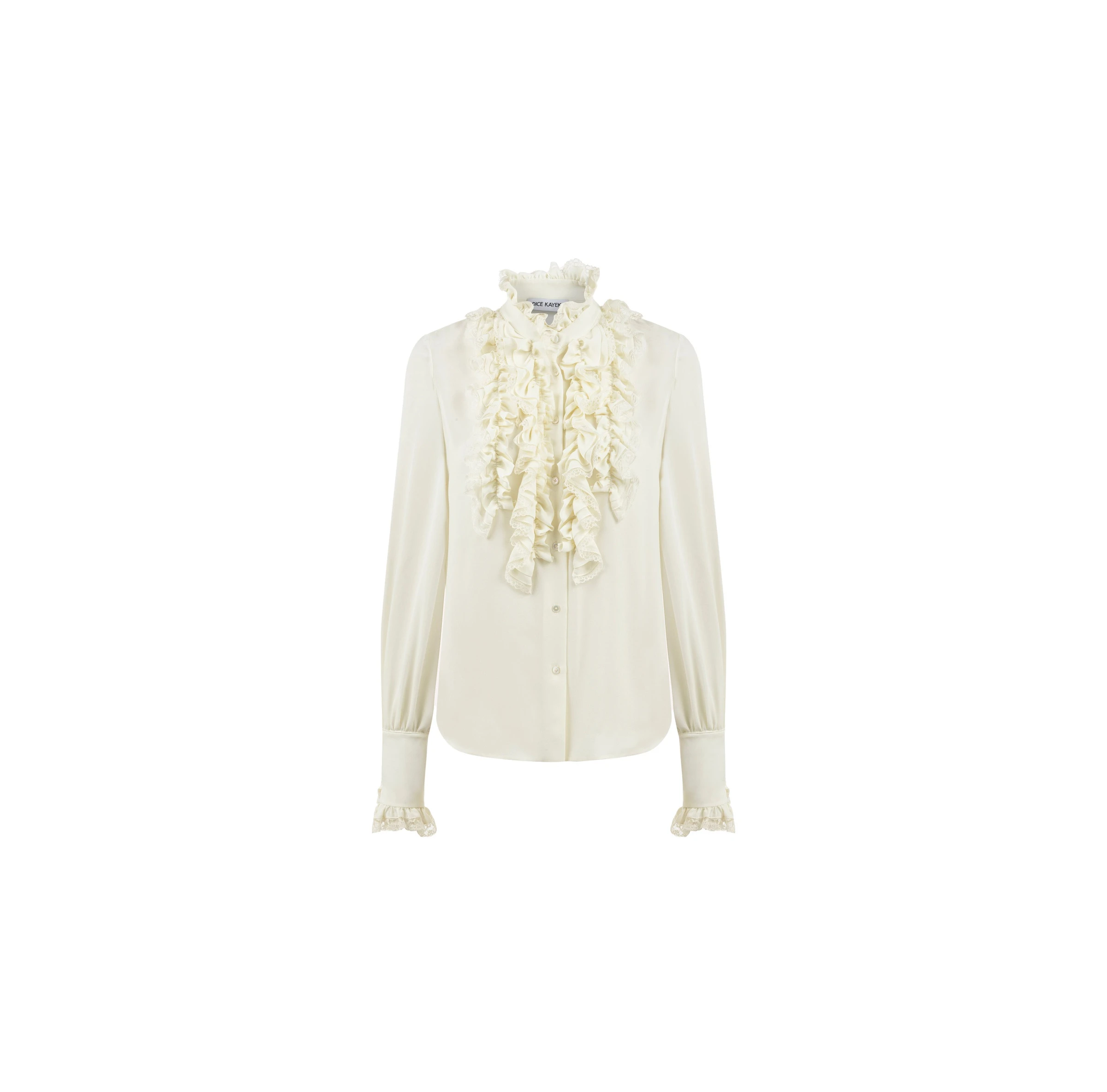 Dice Kayek Silk Ruffle Front Shirt in Off White Dice Kayek Silk Ruffle Front Shirt in Off White | Shirts | Luxury Shoes